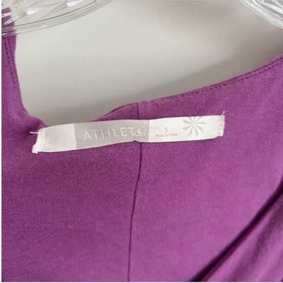 Athleta Leto dress purple faux wrap side tie twisted straps sleeveless - Picture 6 of 9